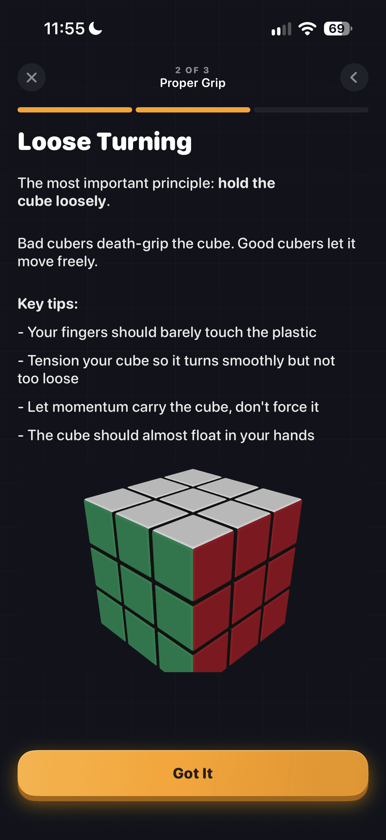 CuberPal redesigned Proper Grip lesson explaining how to hold and turn the cube